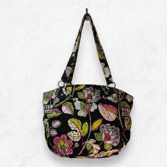 Vera Bradley Shoulder Purse Moon Blooms Pattern Zip Tote‎ Pockets DAMAGED - Picture 1 of 9